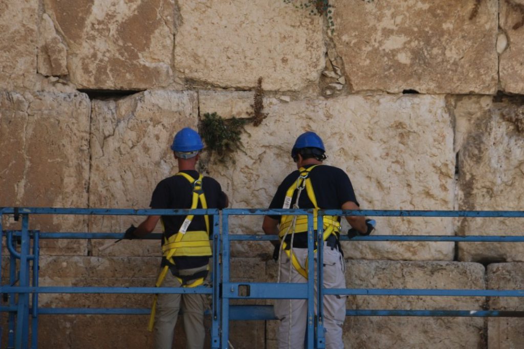 Routine check of the Western Wall stones ahead of the High Holidays 5780